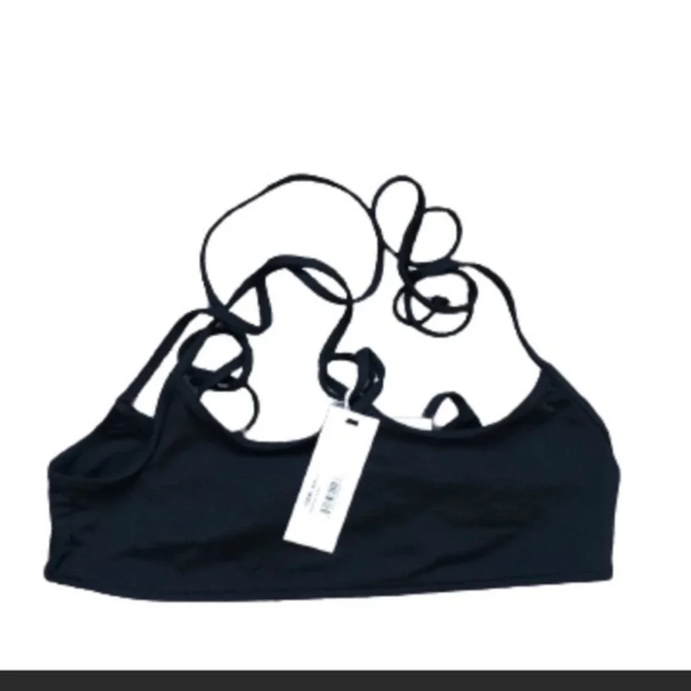 NWT Frankie’s Bikinis Aleisha Eco Bikini Top in Black‎ Size Small